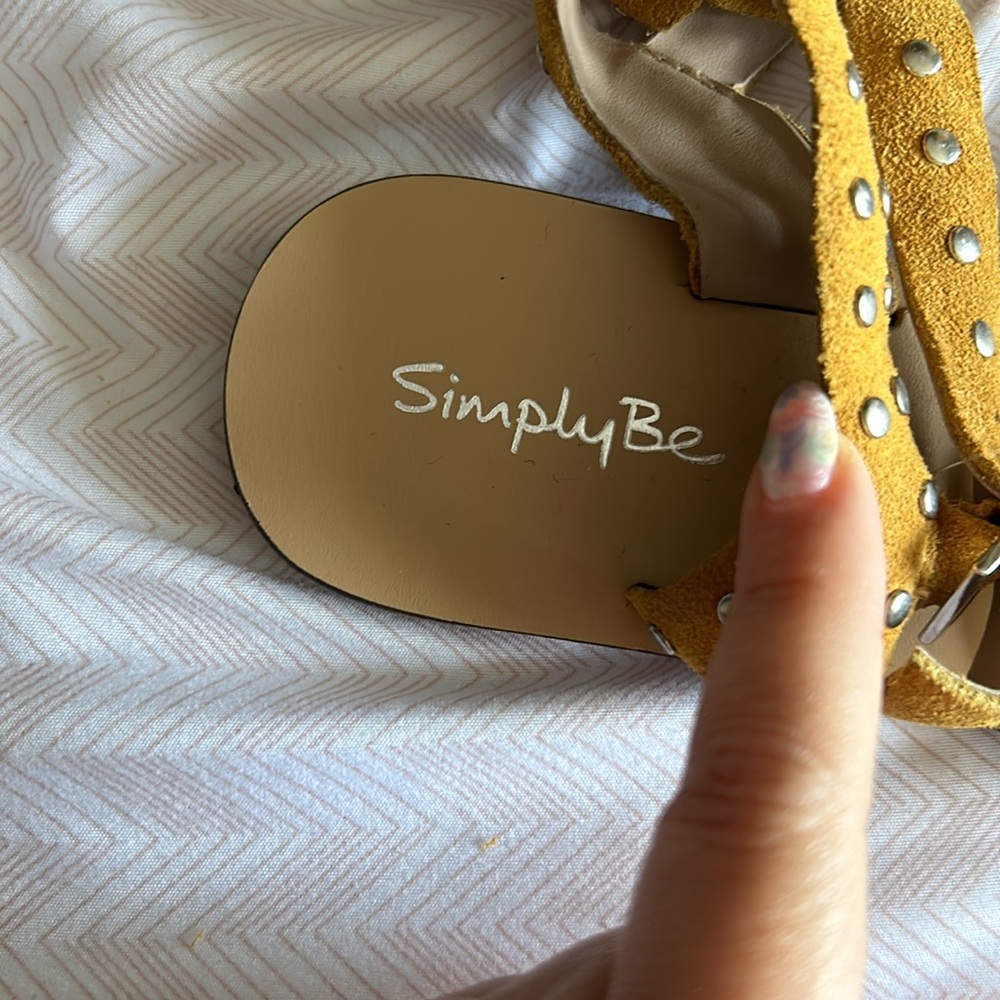 Simply Be Yellow Suede Studded Sandals - 6.5 NWT - Picture 3 of 5